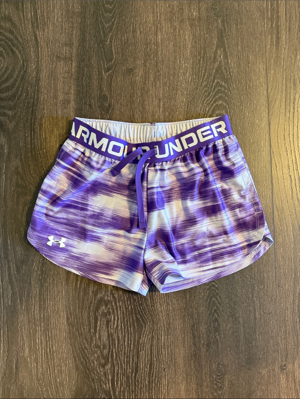 Under Armour Purple White Girls Athletic Shorts